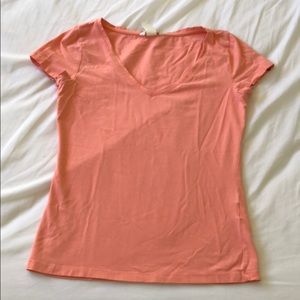 Peach pink v neck t shirt